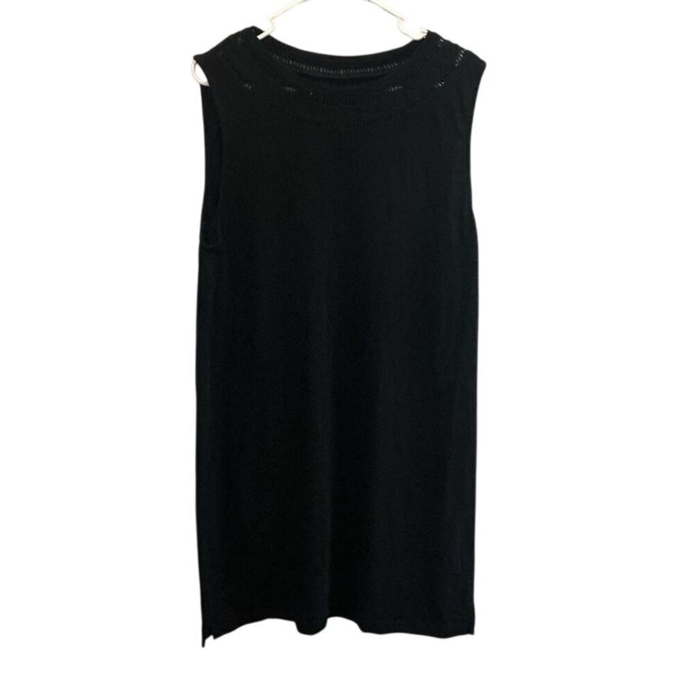 Talbots Womens Cotton Knit Shift Dress Size XL Black Preppy Beach Resort Vacay - Picture 1 of 5
